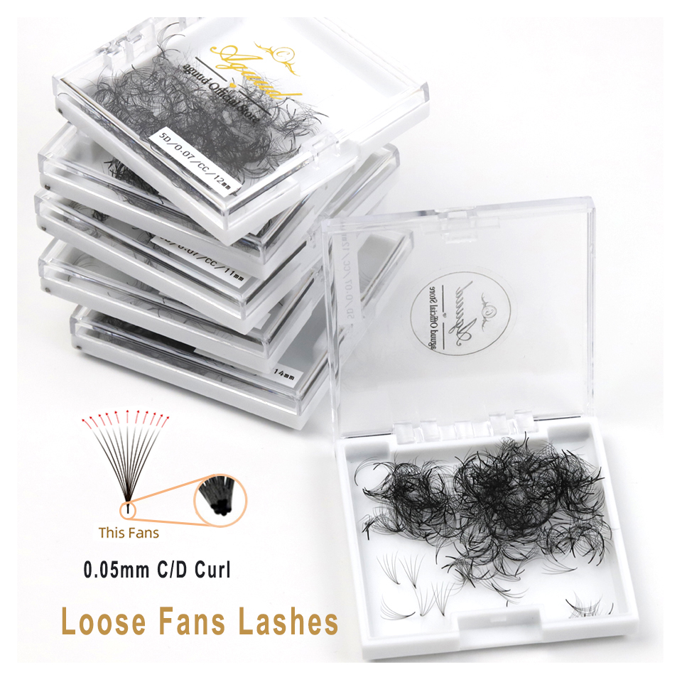 Best of AGUUD Loose Fans Eyelashes Matte Black Premade Loose Fans Lashes Thin Pointy Base Cilios Russian Volume Eyelash Extension Trays Reviews & Tips