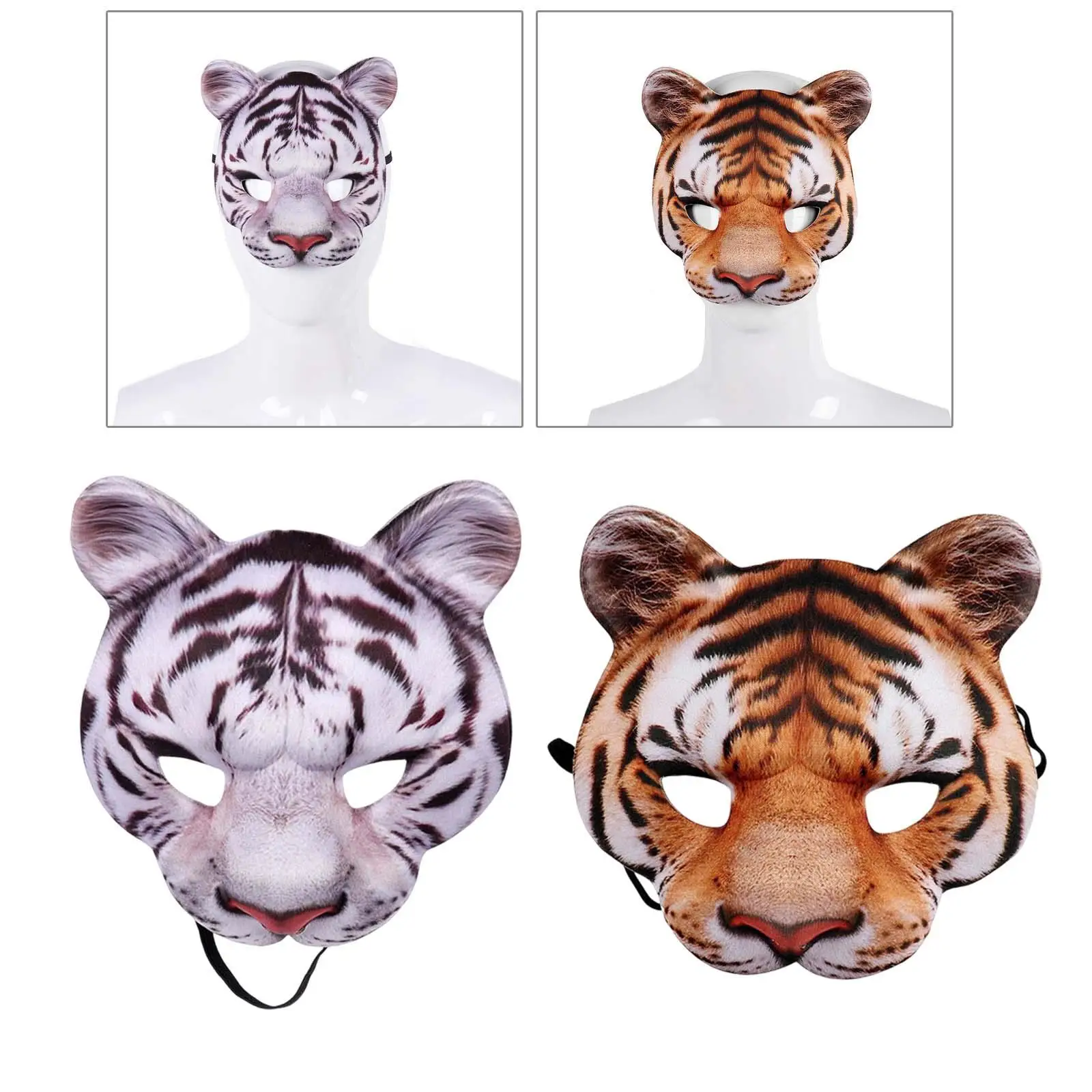 Novelty Woman Tiger Mask Half Face Cosplay Props Decoration Party Supplies for Halloween Animal Cosplay Holiday Masquerade Adult