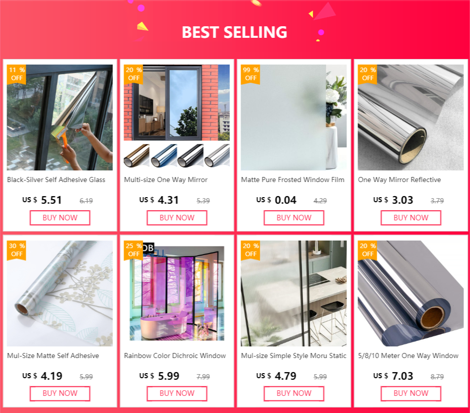 Multi-size One Way Mirror Window Film Privacy Sun Blocking Glass Sticker Heat Control Reflective Film Self Adhesive Window Tint