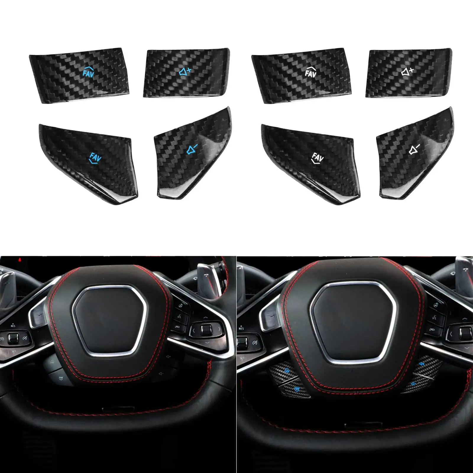 4Pcs Steering Wheel Button , Volume Button cover decoration for C8
