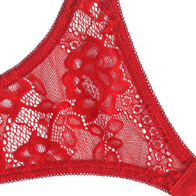 rygai Women Underpants Breathable Lace Triangle Shape Soft No Constraint  See-through Hollow Out Flower Embroidery Thin Lady Briefs for Inner  Wear,Wine Red S 