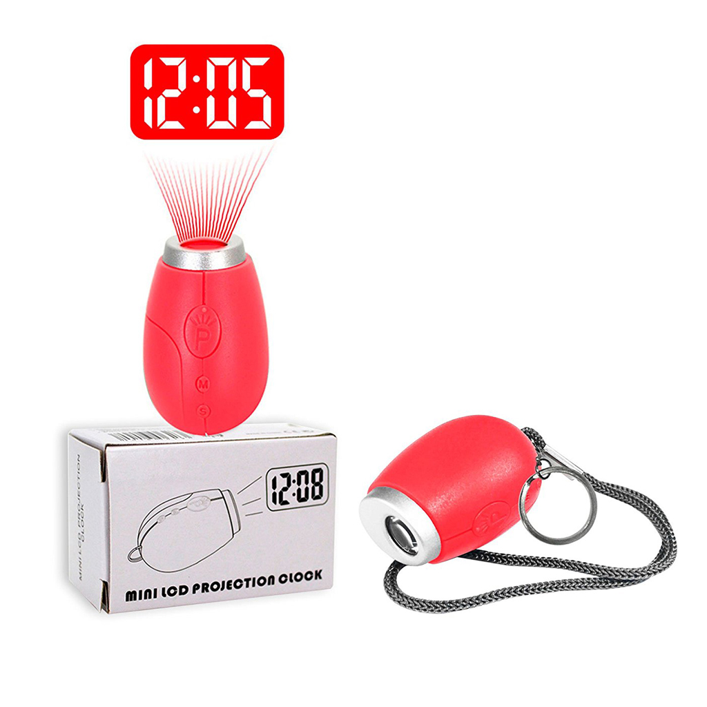 Portable Mini Tiny Projection Clock LED Wall Ceiling Red Light Projection Time Clock Kid's Child's Bedroom Clock