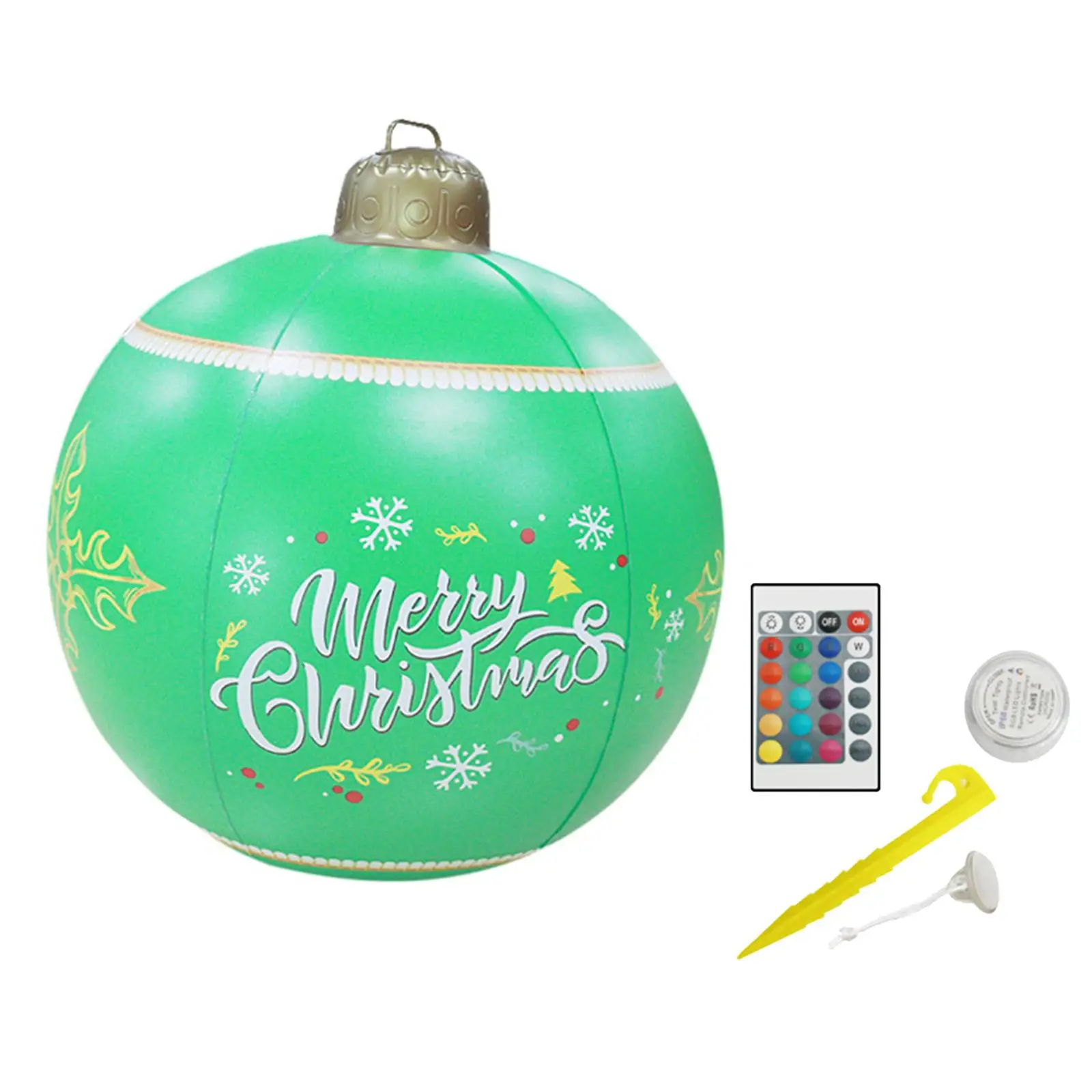 LED Christmas Inflatable Ball 16 Colors Adjustable PVC Hanging 60cm Remote Control Outdoor for Holiday Party New Year Lawn Yard