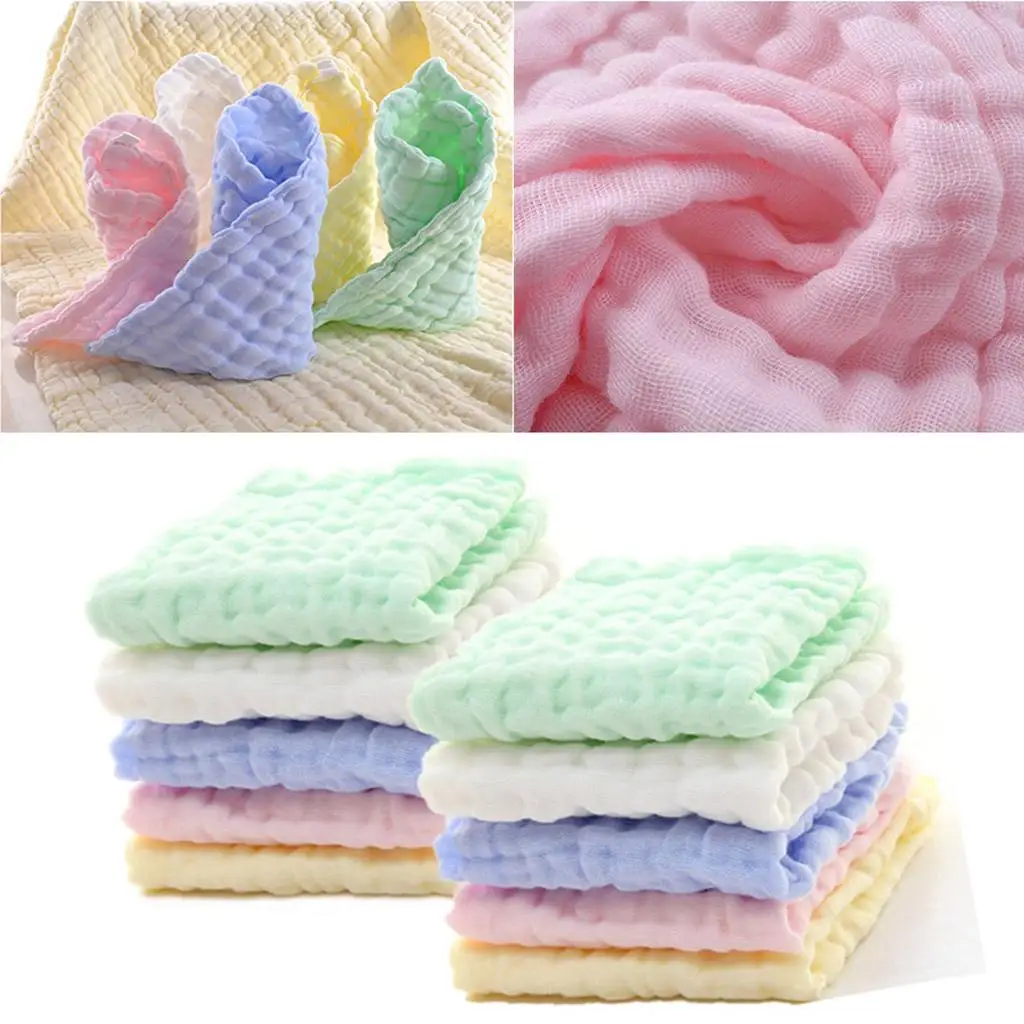 Cute Baby Kids Gauze Muslin Soft Square Bath Wash Cloth Wipes Bib Towel 25*25cm