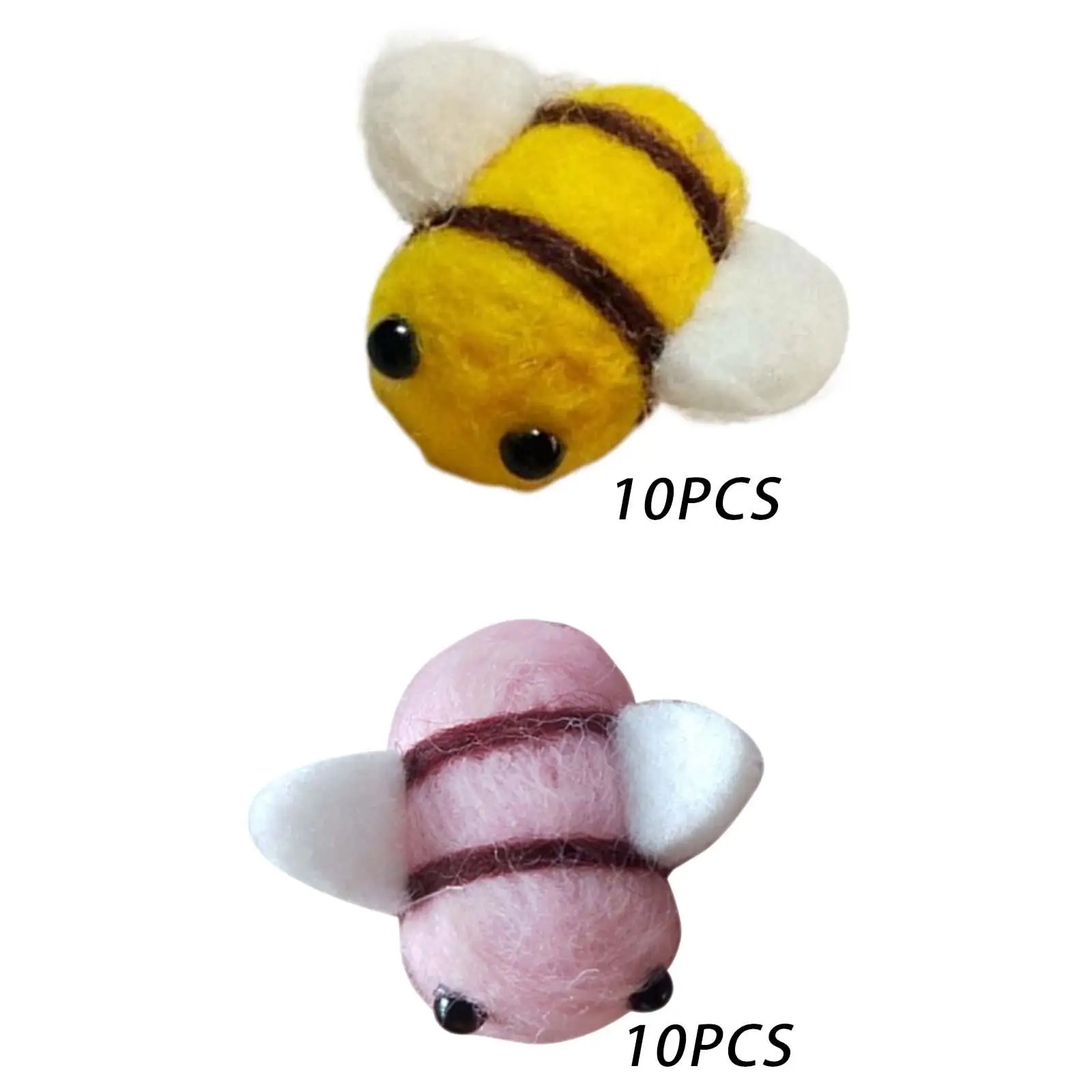 10Pcs Bumble Bee Ornament Needle Felted Bees Decortaive DIY Crafts for Baby Clothing Hair Clips Baby Shower Nursery Decoration