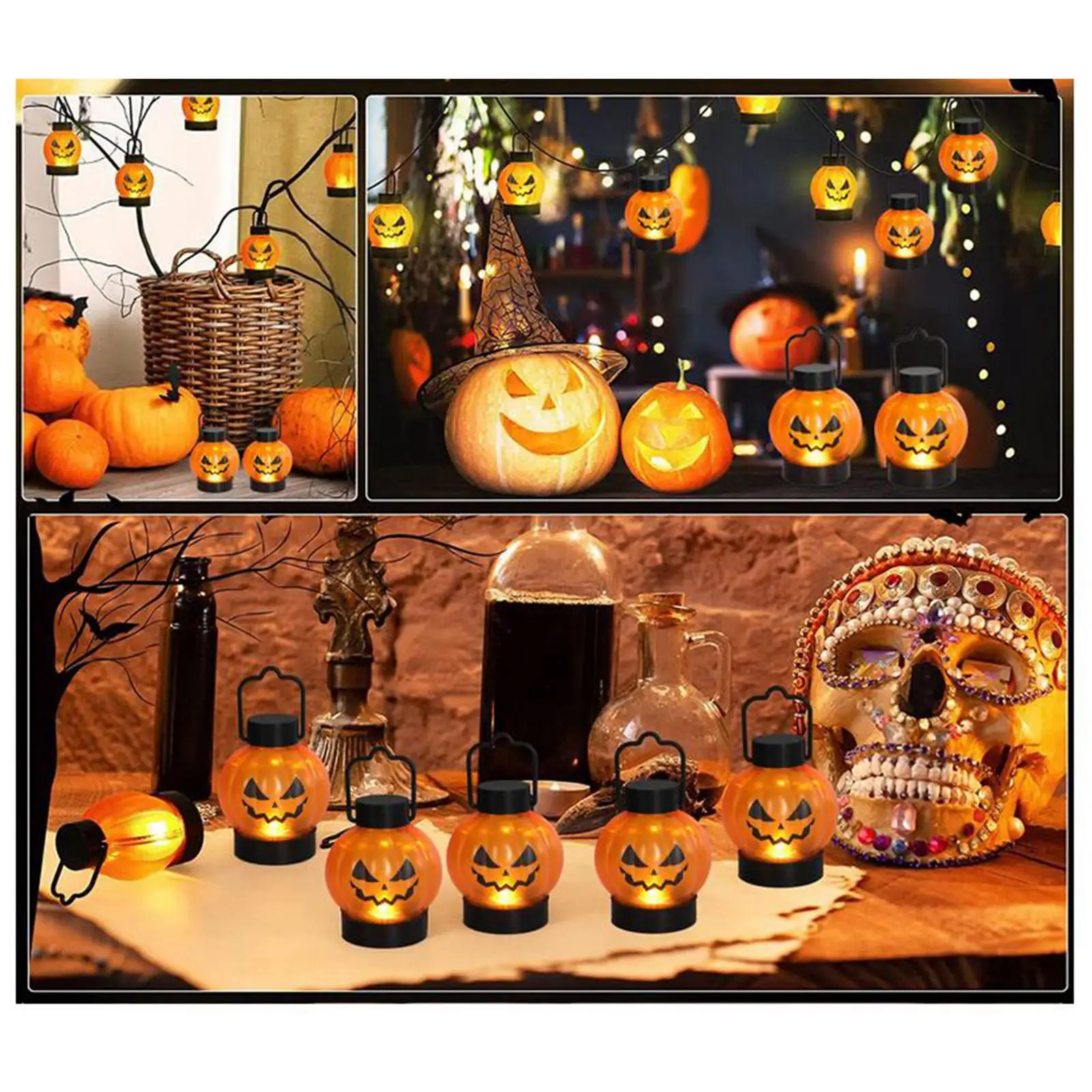 6x Halloween Pumpkin Lights Lamp Candle Lanterns for Party Harvest Halloween No Pattern