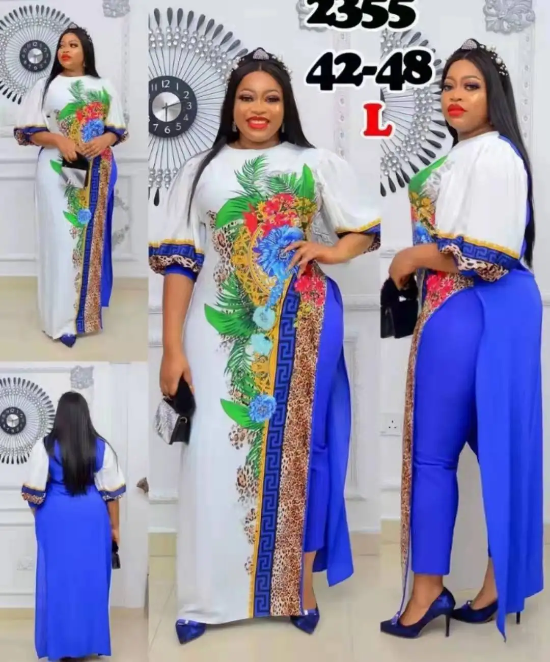 2022 New African Mother Plus Size Women's New Dress Summer Skirt Two-piece African Sexy Design Clothing