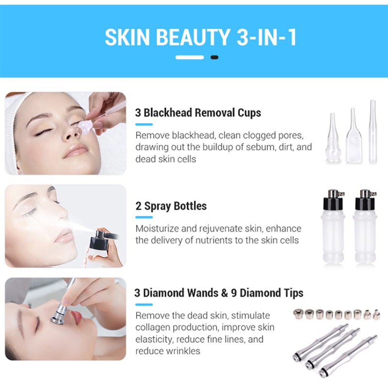 Best of 3 IN 1 Diamond Microdermabrasion Hydra Diamond Beauty Machine Water Spray Suction Blackhead Exfoliation Face Peeling Skin Tools Reviews & Tips - Image 4