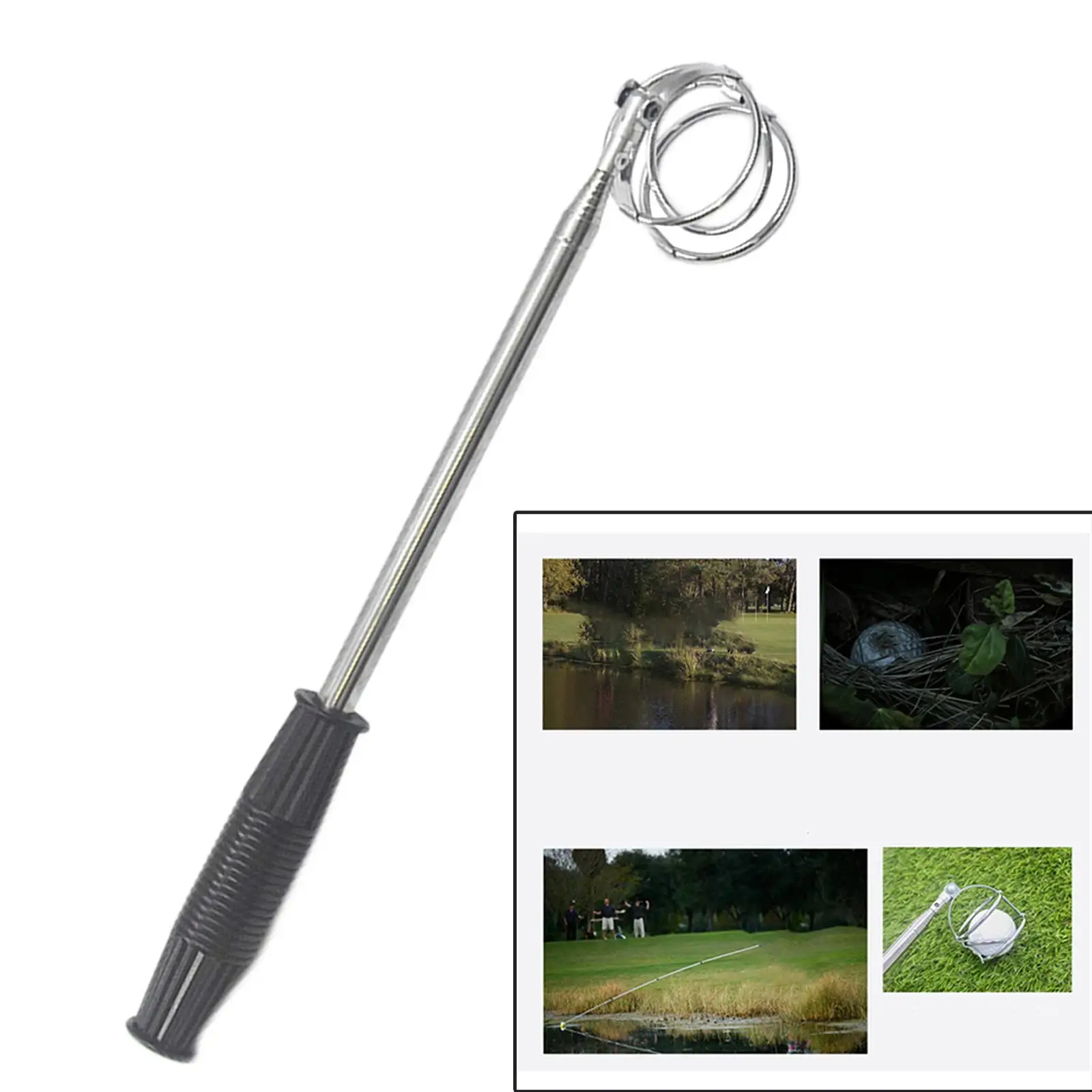 Portable Golf Ball Retriever Telescopic Golf Ball Pick up Shaft  Tool Picker 8 Section Stainless Steel for Outdoor Water