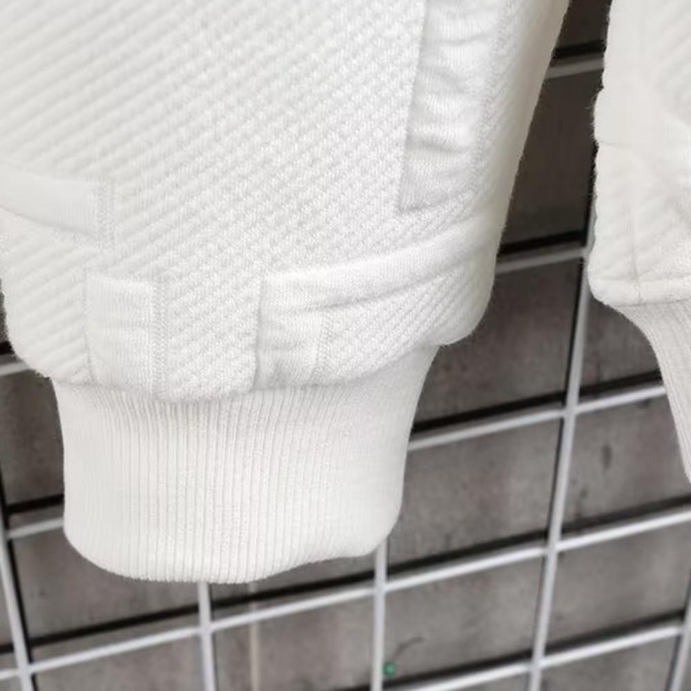 Description Picture 4 of itemMen Ribbed Cuff Sweatshirt Men Ribbed Hem Sweatshirt Men's Spring Autumn O-neck Long Sleeve Pullover Sweatshirt for Streetwear