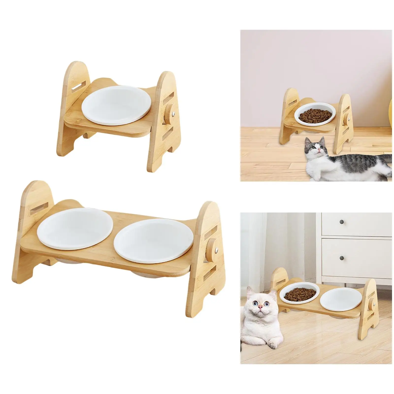 Cat Dog Bowl Raised Feeding Dish Non Slip Cats Waterer Container Pet Feeder