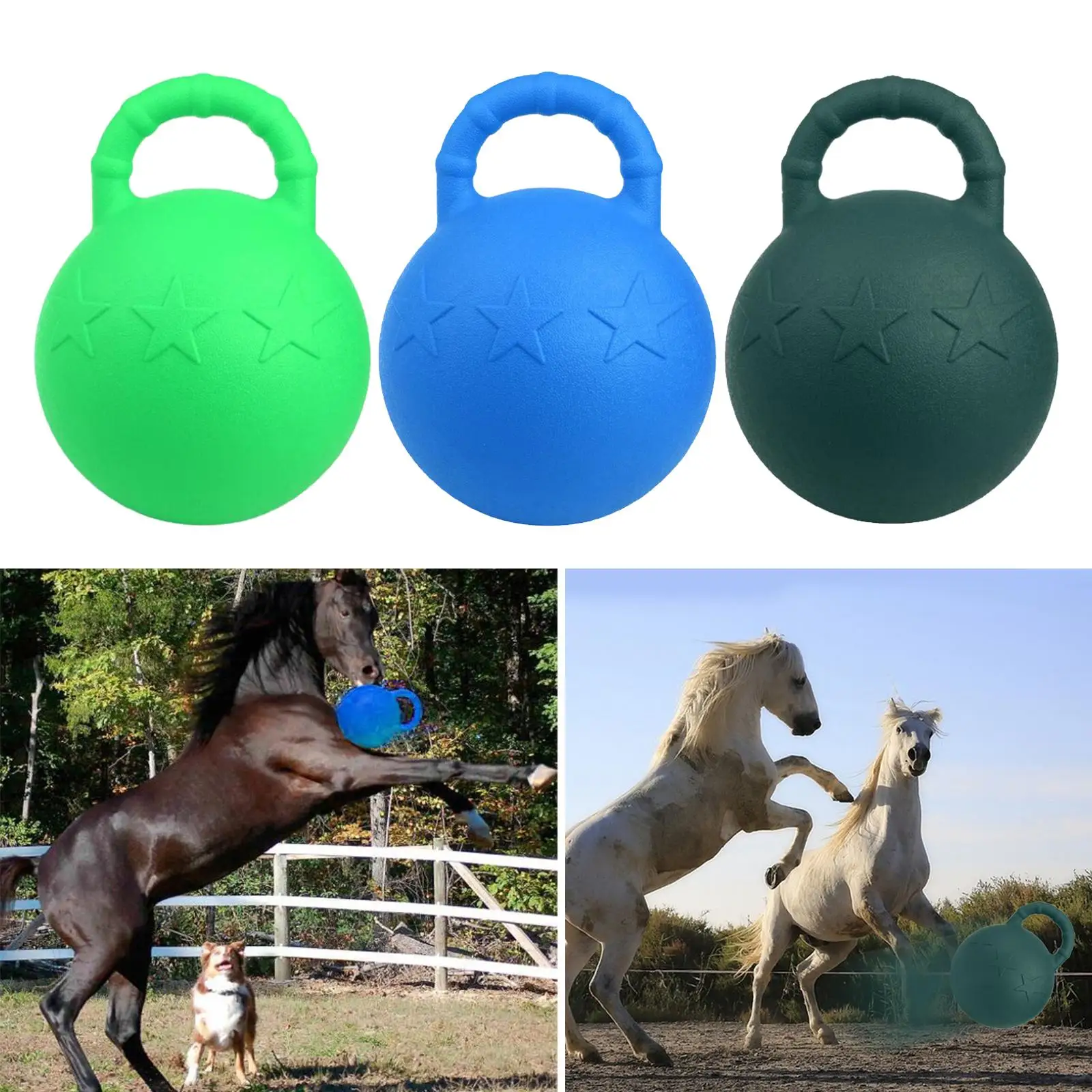 Medium Large Dogs Equine Horse Pony Playing Soccer Toy with Handle Random Color