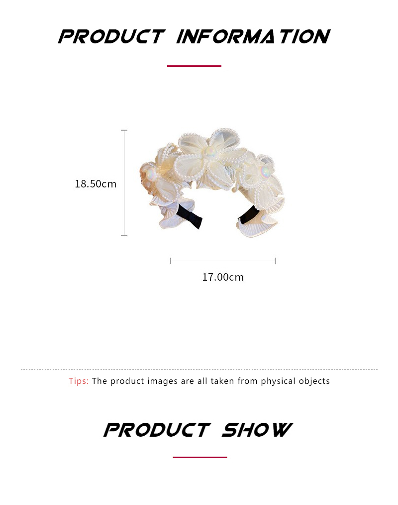 Perlenblumen-Mesh-Haarbänder mit breiter Krempe für Frauen, leichtes, luxuriöses Temperament, großes Stirnband, Charms, Haar-Accessoires – Detail 2