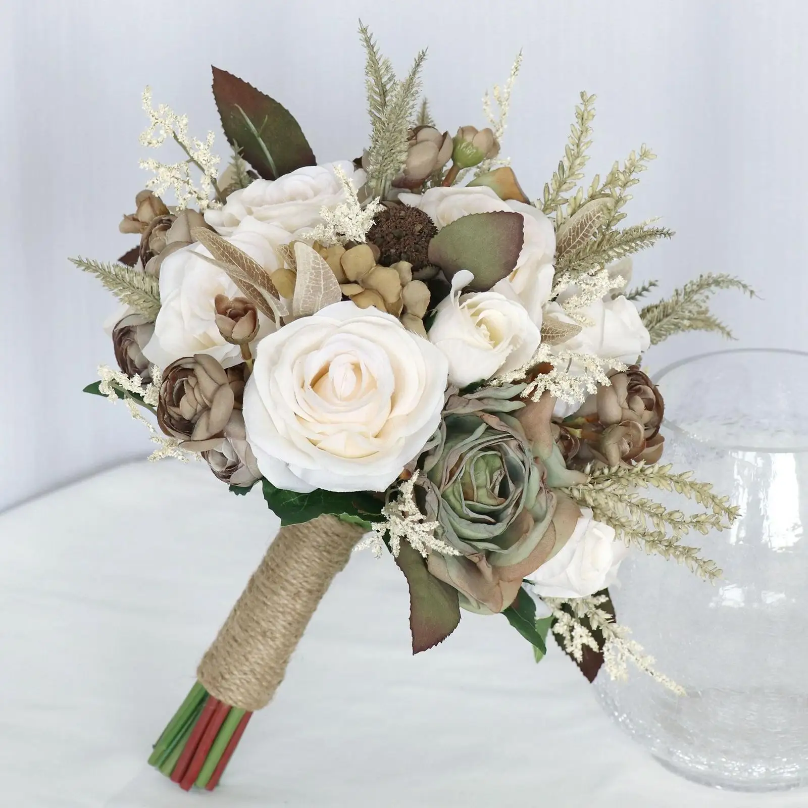 Artificial Bridal Bouquets, Bride Hands Holding Bouquet for Wedding Engagement Decoration