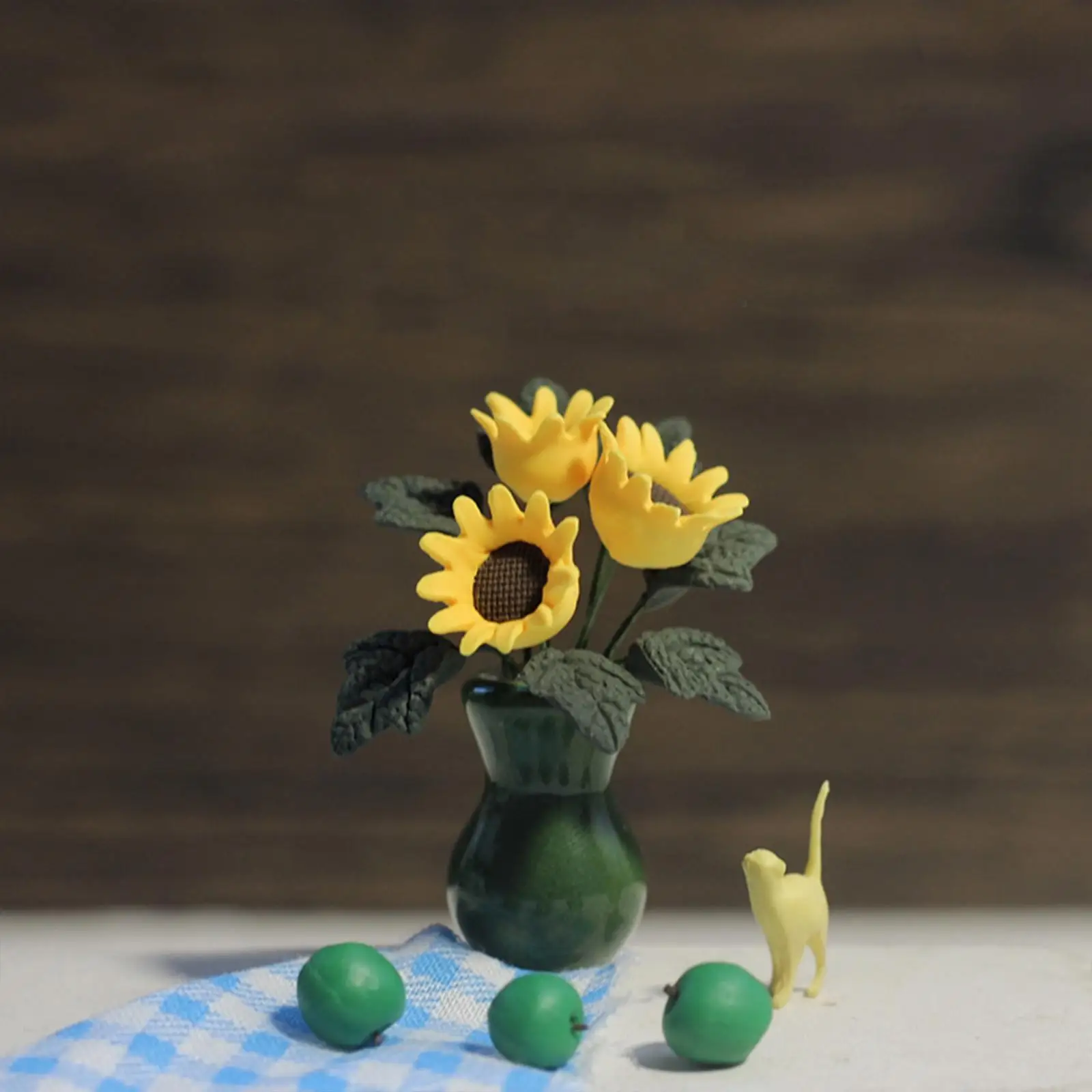 1:12 Scale Dollhouse Sunflowes Pretend Play Flowerpot for Fairy Garden Decor