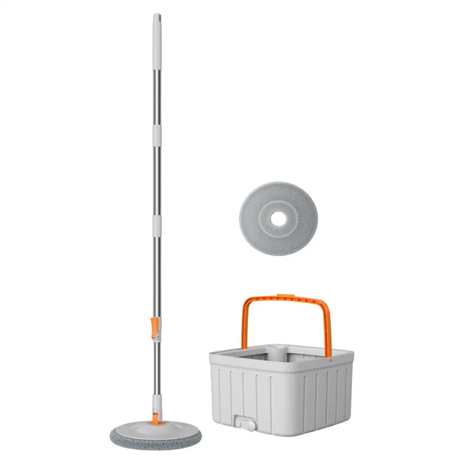 Round Flat Floor Mop Bucket Set Floor Cleaning system with Thick Microfiber Mop Pad