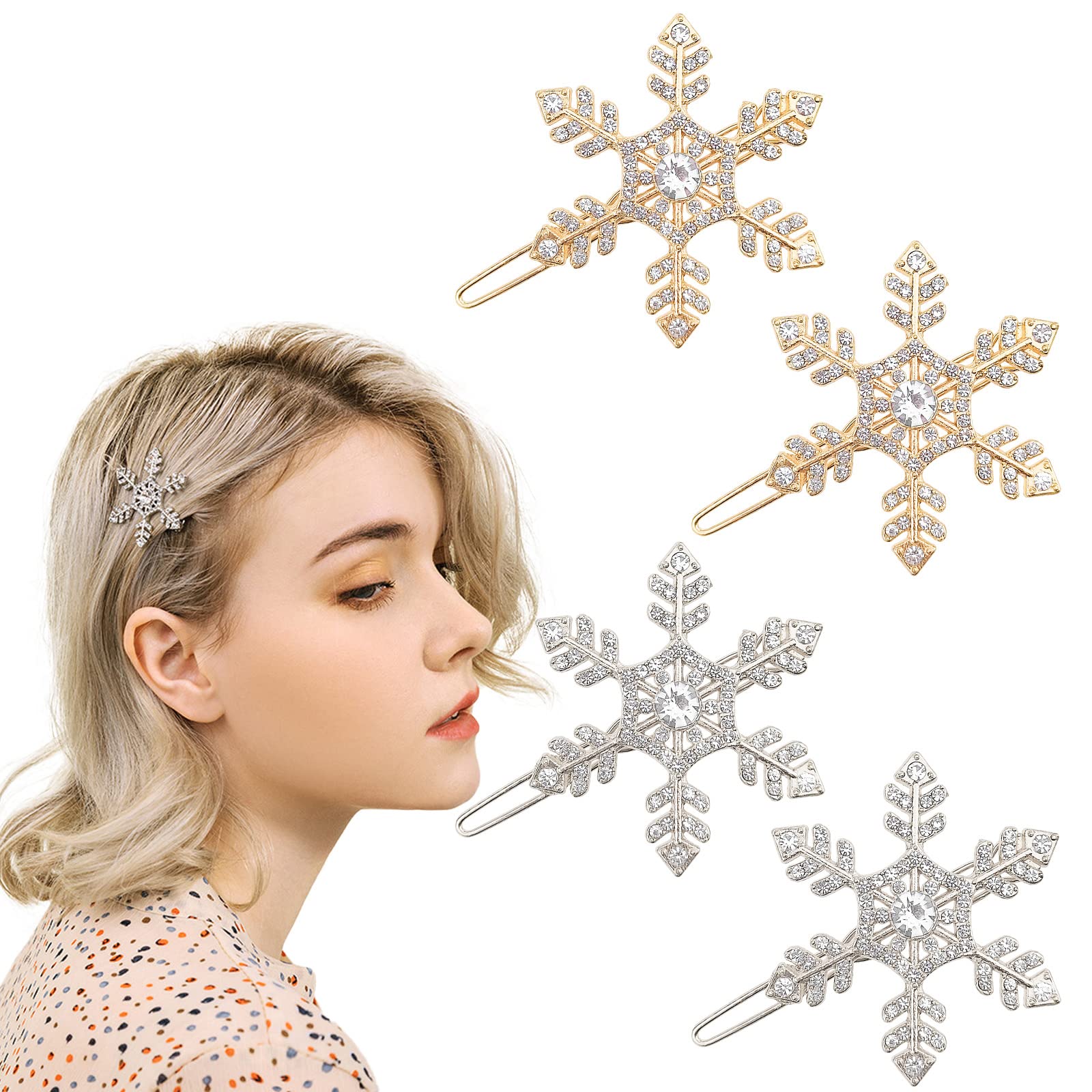 Best of Snowflake Rhinestone Hair Clips Crystal Hairpin Barrette Wedding Bridal Christmas Ornaments Hair Accessories For Women Girls Reviews & Tips