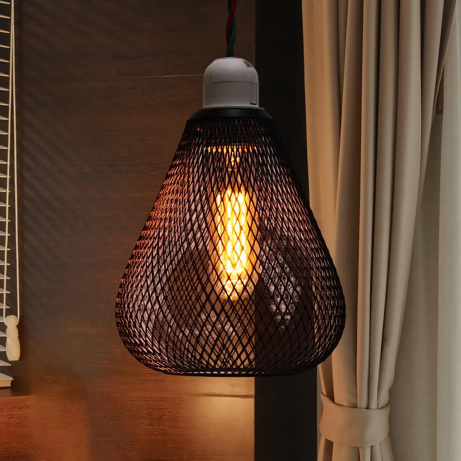Iron Wire Lampshade Ceiling Pendant Light Shade Bulb Guard Hollow Lampshade for Living Room Kitchen Island Home Restaurant Hotel