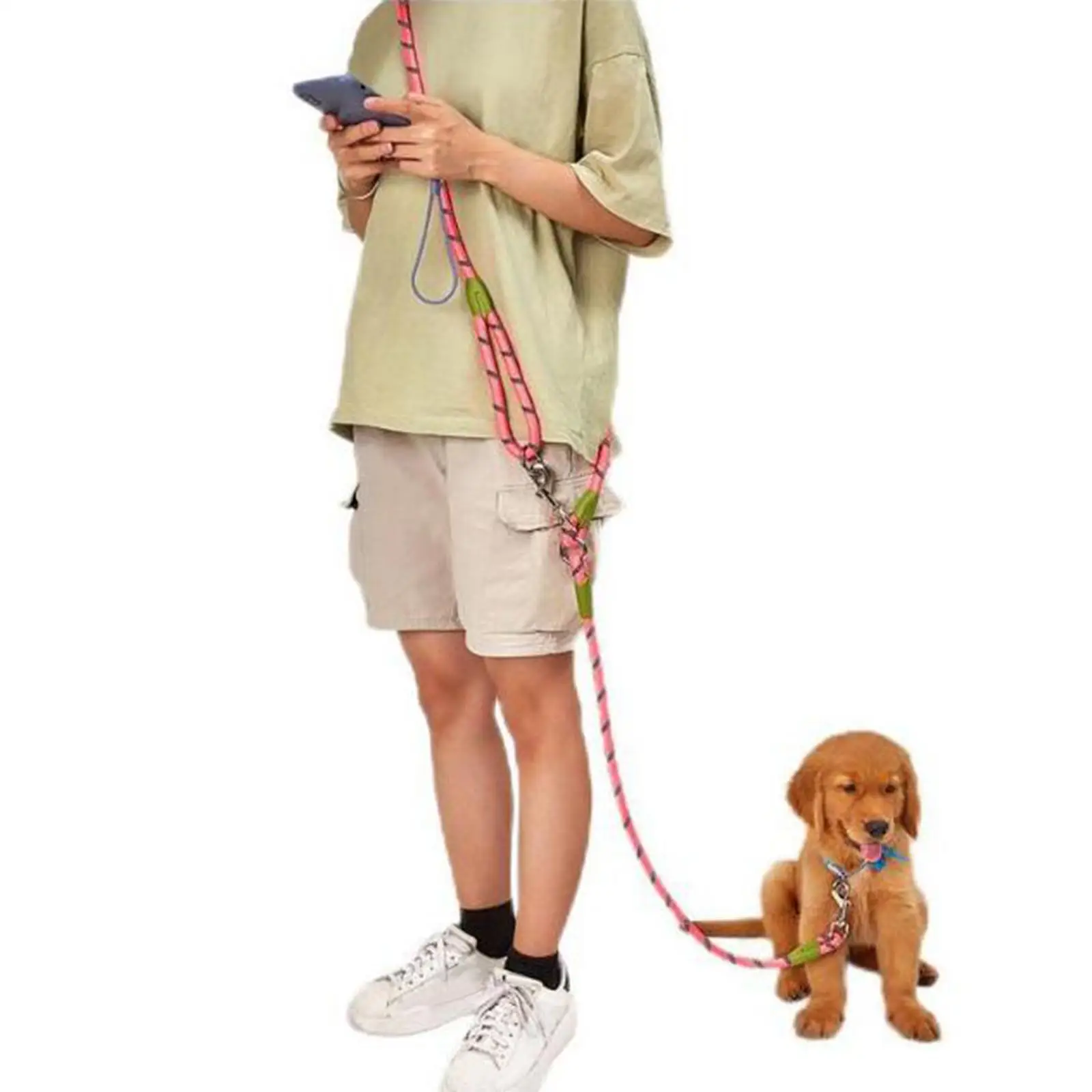 Durable Dog Leash Rope Hands Free Braided Rope Double Head Traction Rope Strong for Training Dogs  Walking Pet Large Medium Dog
