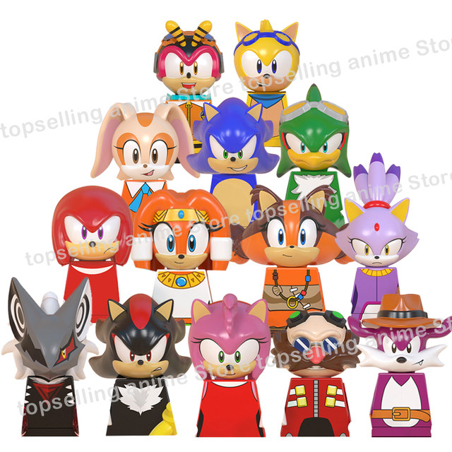 Cartoon Block Sonic Amy Rose Ray Storm Shadow Building Block Combination  Educational Toy Children's Action Diagram