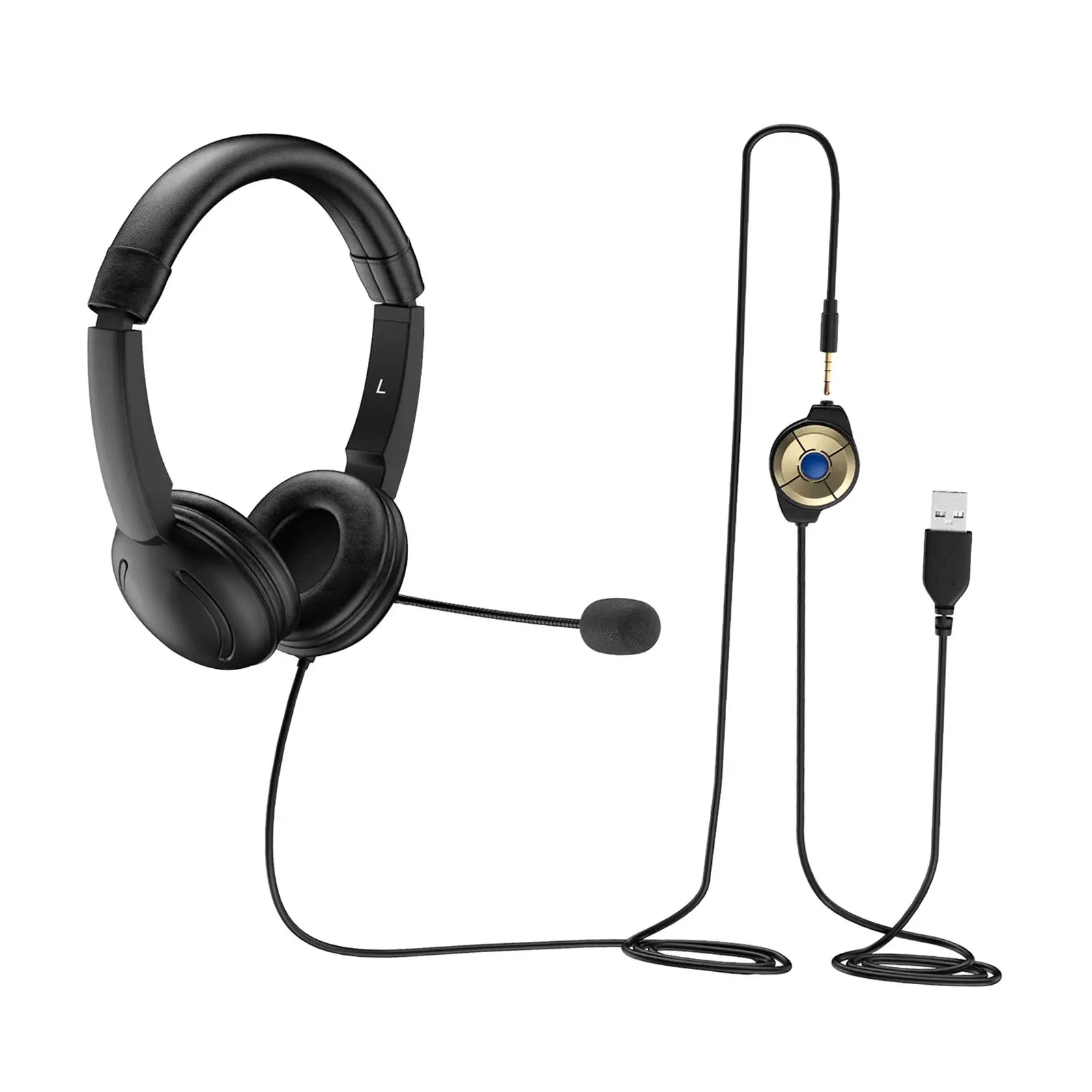 USB Headset Volume Control Soft Premium Comfortable Comfort Mic Computer Laptop Headphones for Office Home Music PC Call Center