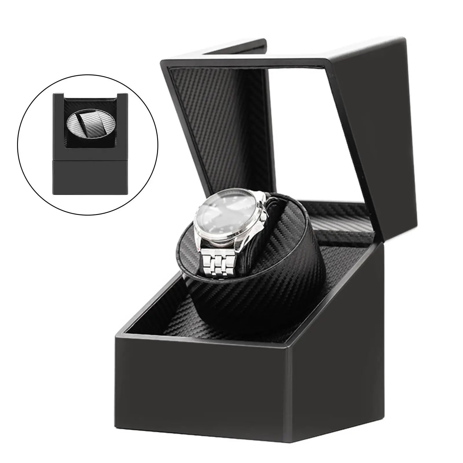 Automatic Single Watch Winder with View Window Winding Battery Powered Collectors AC Adapter Display for Women/Men Watches