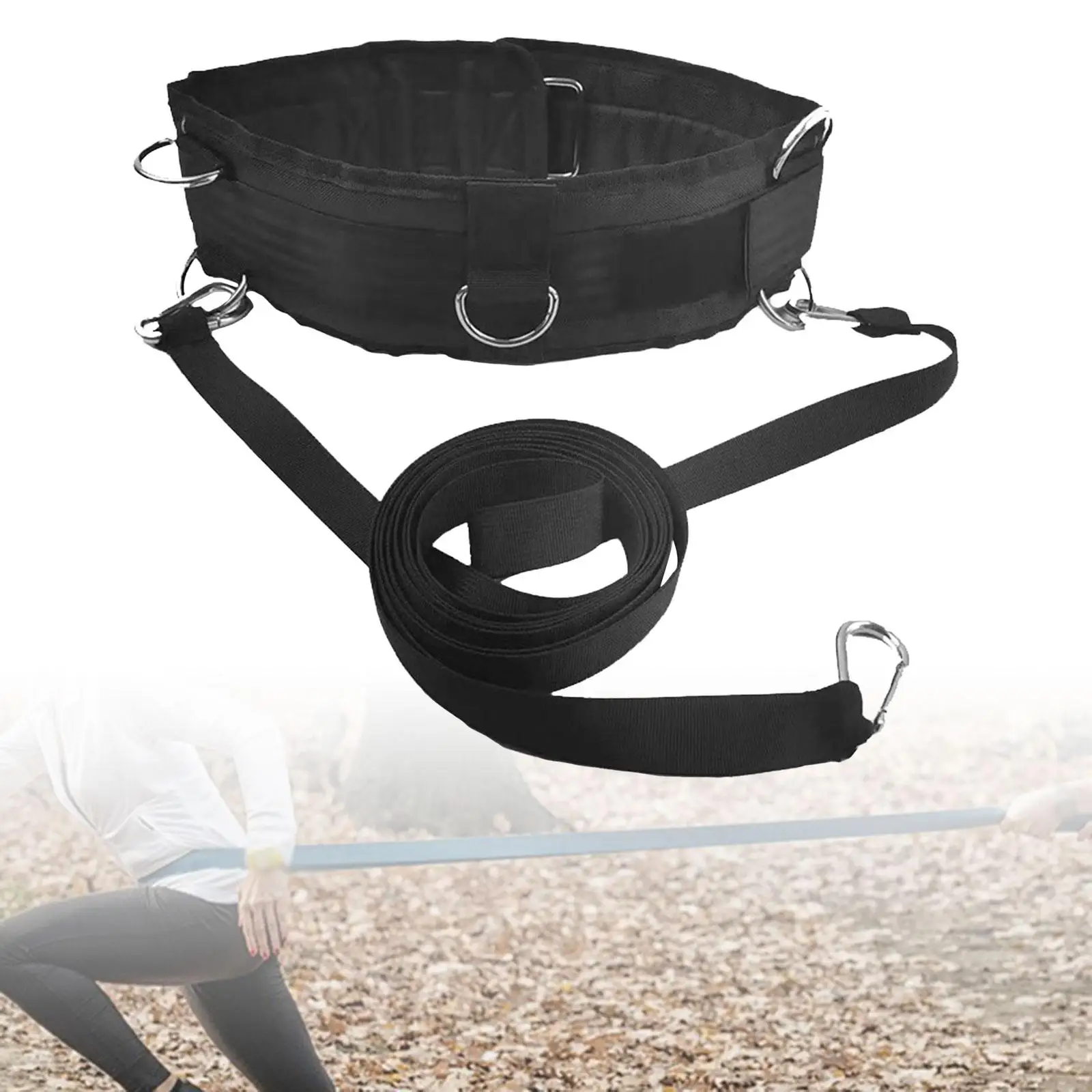 Gym Pulley Strap with Rings Gym Fitness Exercise Waist Belt for Pulling Sled
