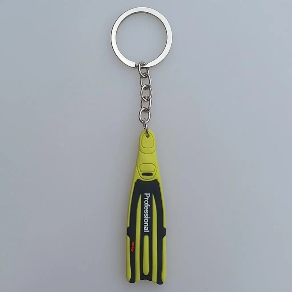 Diving Fin  Key Chain with Steel Key for Divers Dive Fans Lover
