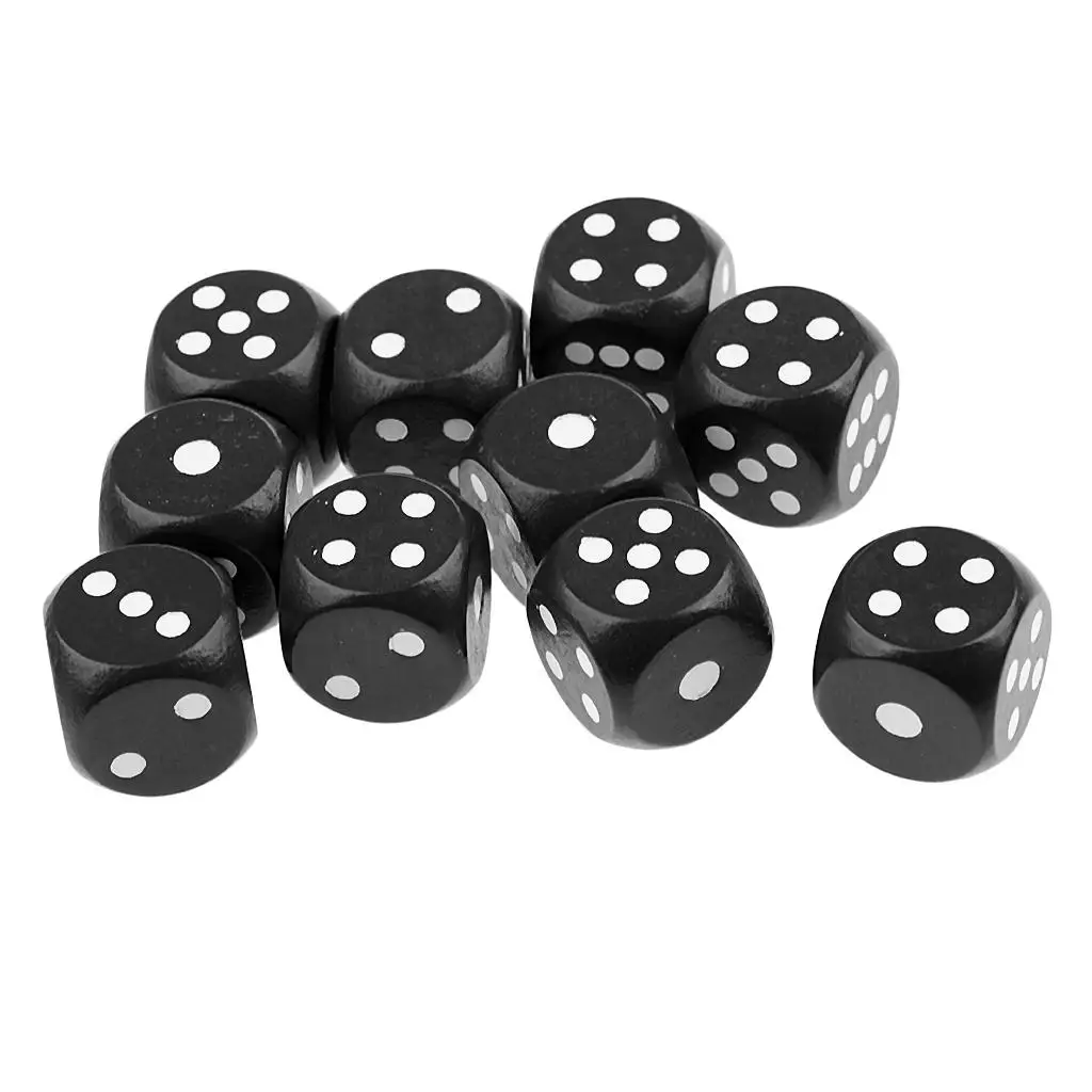 10Pieces Wooden Dice D6 Six Sided Dotted Dice for DND MTG and Card Games