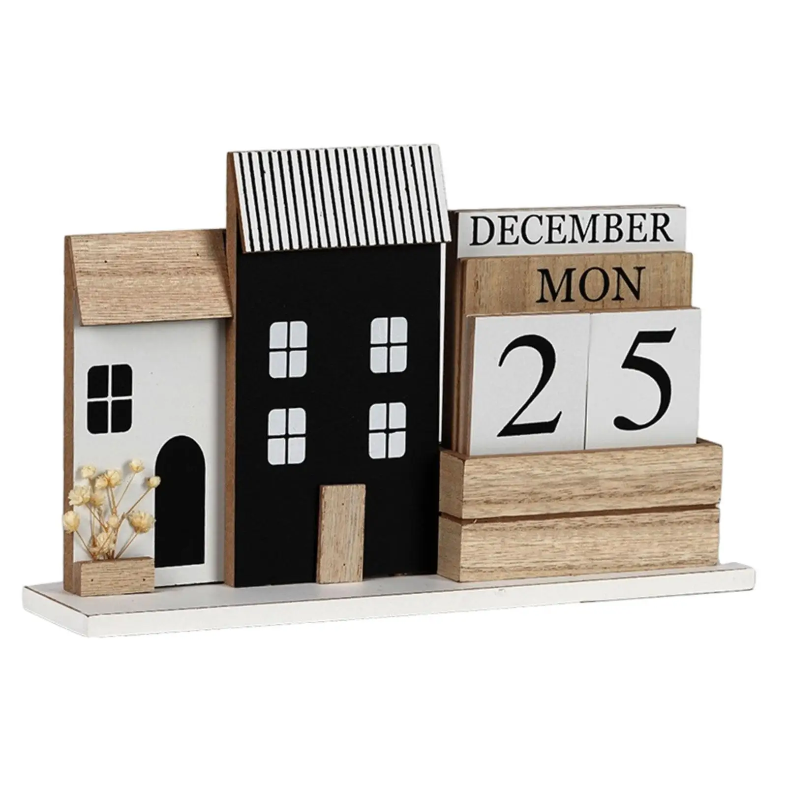 Perpetual Calendar Photo Props Retro Table Wood Block Perpetual Calendar for Birthday Office Housewarming Home