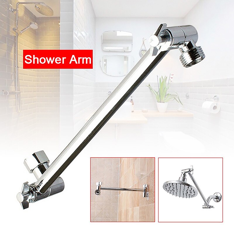 Description Picture 2 of item11 Inch Adjustable Shower Arm Universal Connection Solid Brass Shower Angle Anti-leak Shower Extension Arm Brass Silver