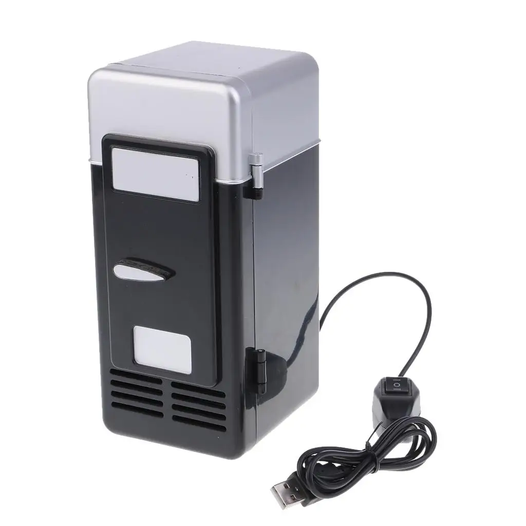 Portable Car Mini Fridge 5V Heat and Cool USB Refrigerator LED Light Black