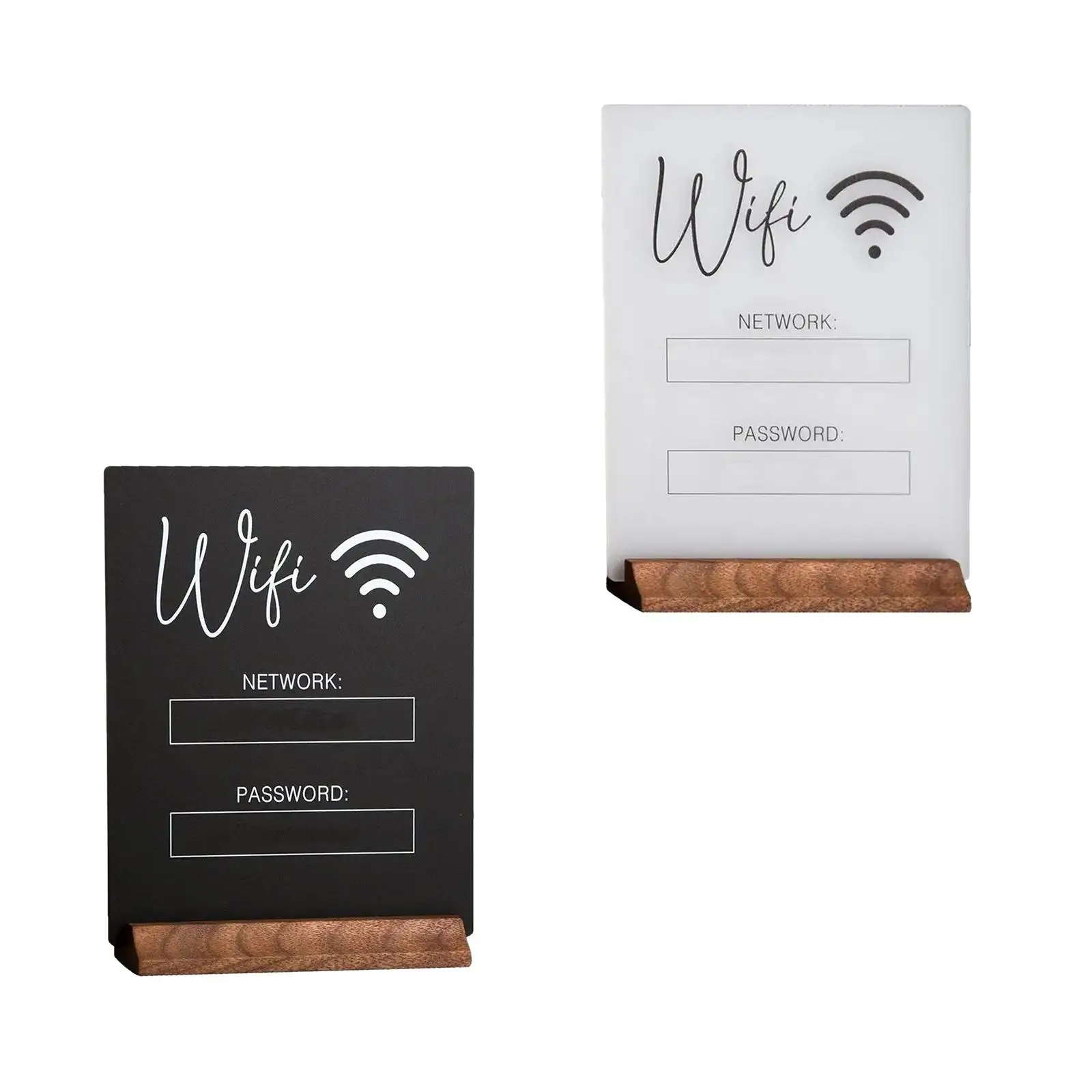 WiFi Password Sign Portable Multifunctional Acrylic Photo Block Holder Board for Business Restaurant Guests Party Coffee Tables