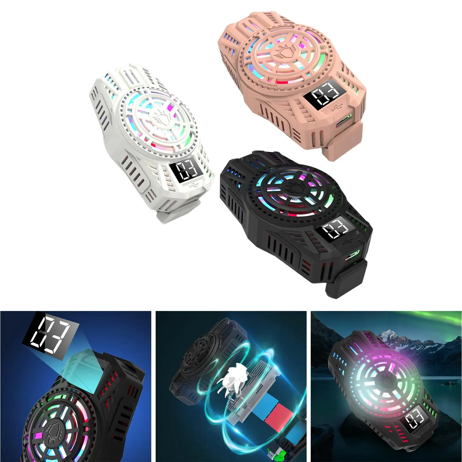 Phone Cooling Fan for 4.5-6.7inch Cellphone Phone  Sink LED Digital Display Phone  Playing Game