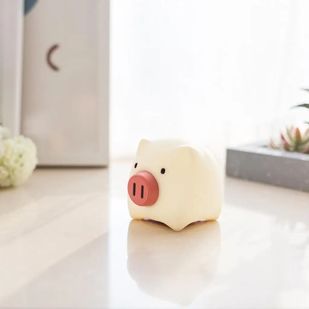 Cute LED Silicone Night Light Pig USB Rechargeable Portable Lamp kids children room