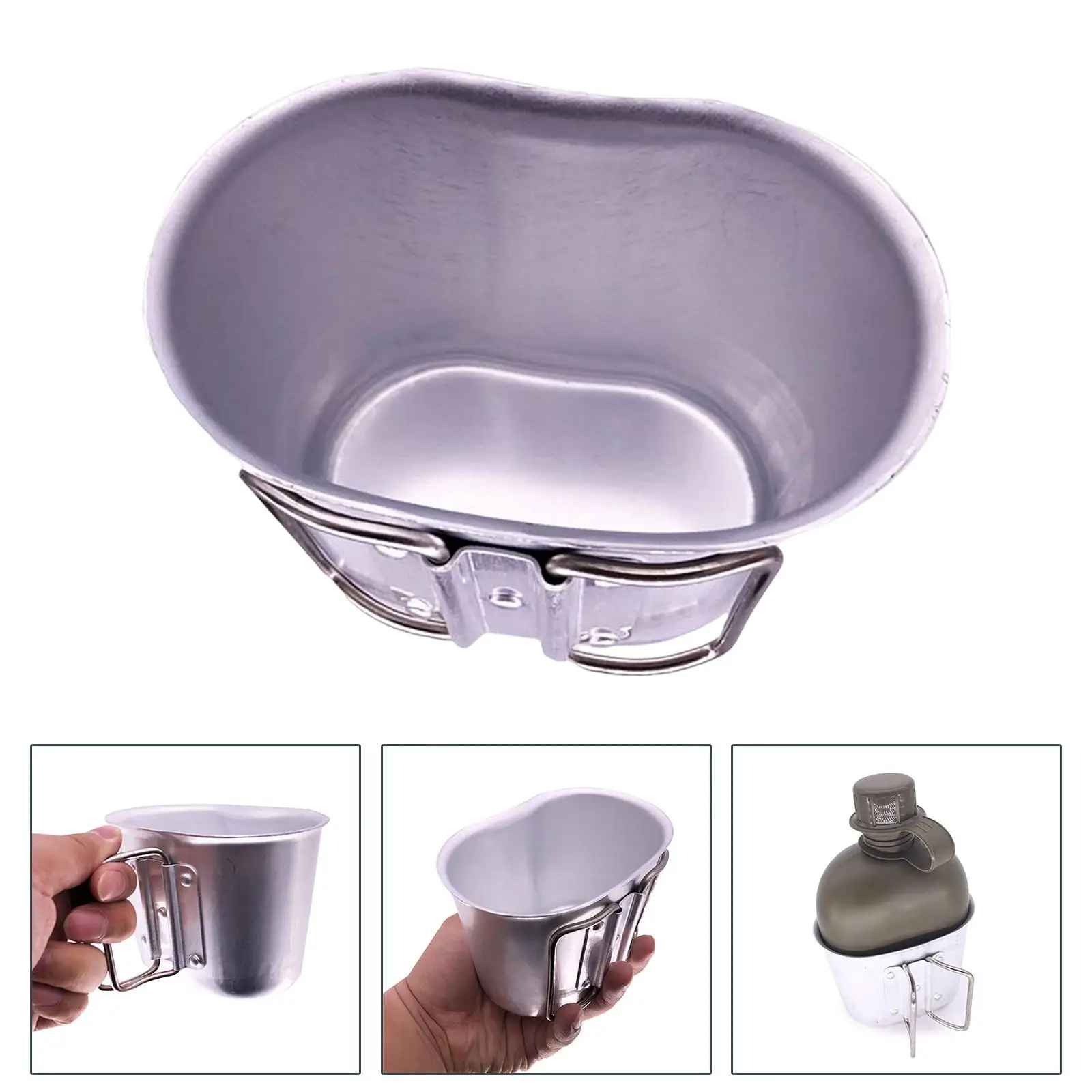 Multifunctional Camping Cookware Cup Lunchbox Foldable Handle Beer Mug Container 600ml Alloy for Hiking Outdoor Picnic Travel