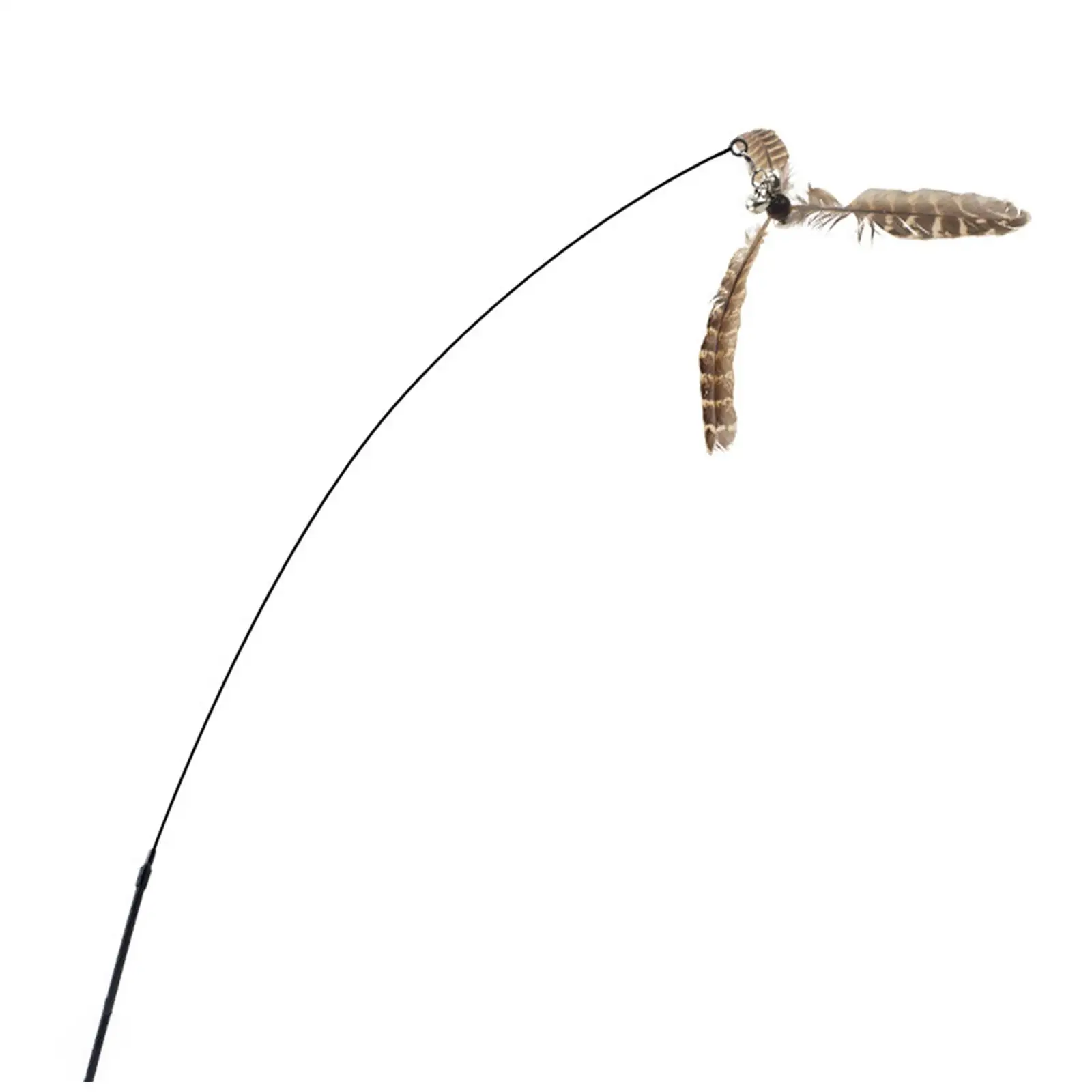 Cat Play Feather Teaser Wand Interactive 30 inch Steel Wire 360ﾰ Rotating for Exercise