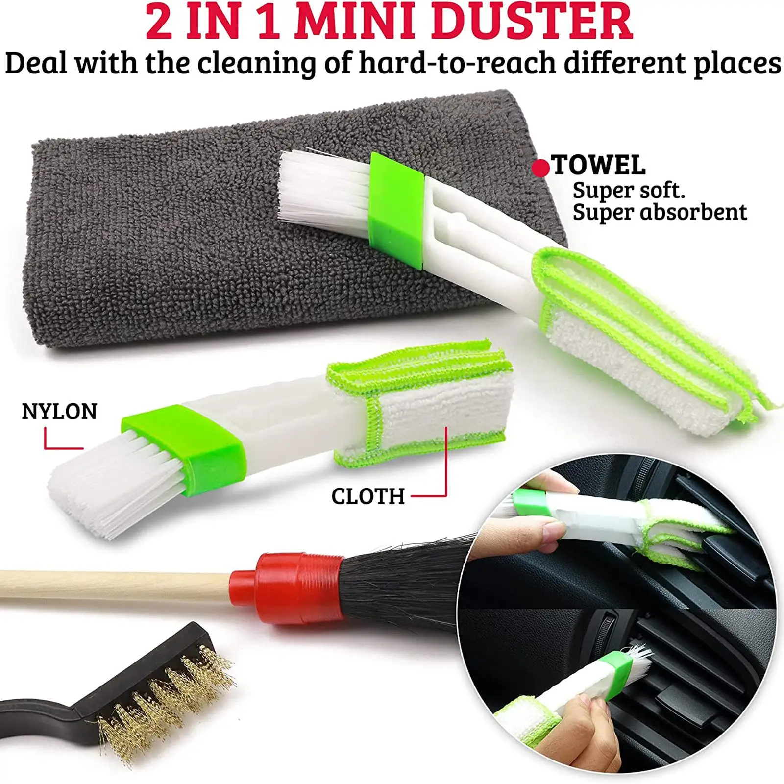 12 Pieces detailing Brush Set Cleaning Tools for Cleaning Wheels