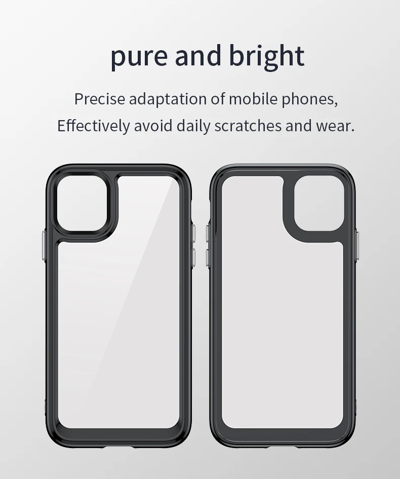 Funda transparente híbrida a prueba de golpes para Apple iPhone 13 Pro Max  12 Pro 11 Pro SE 2022 2020 8 7, cubierta de teléfono con borde suave y  plano posterior duro