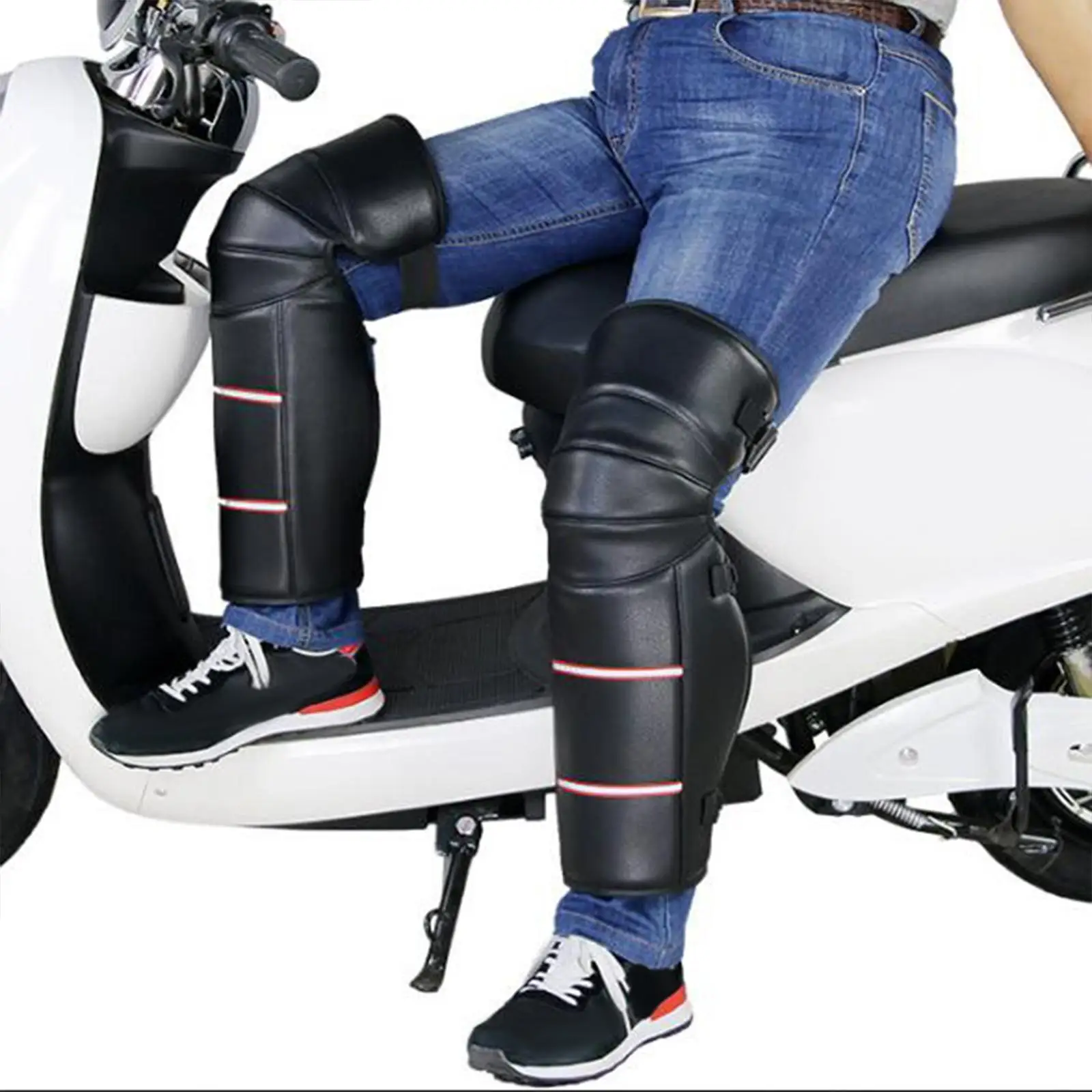 50cm Motorcycle Windproof Leg Guards Knee Brace Ergonomic Shape Reflective Strips for Mountain Climbing Durable Accessories