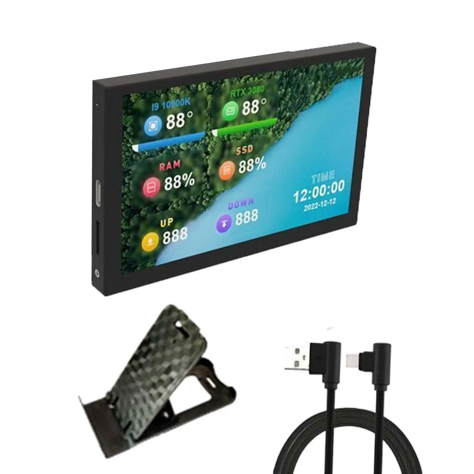 5 inch IPS Secondary Screen Temperature Display TF Card Slot Support Horizontal and Vertical Screen Switching Mini Screen