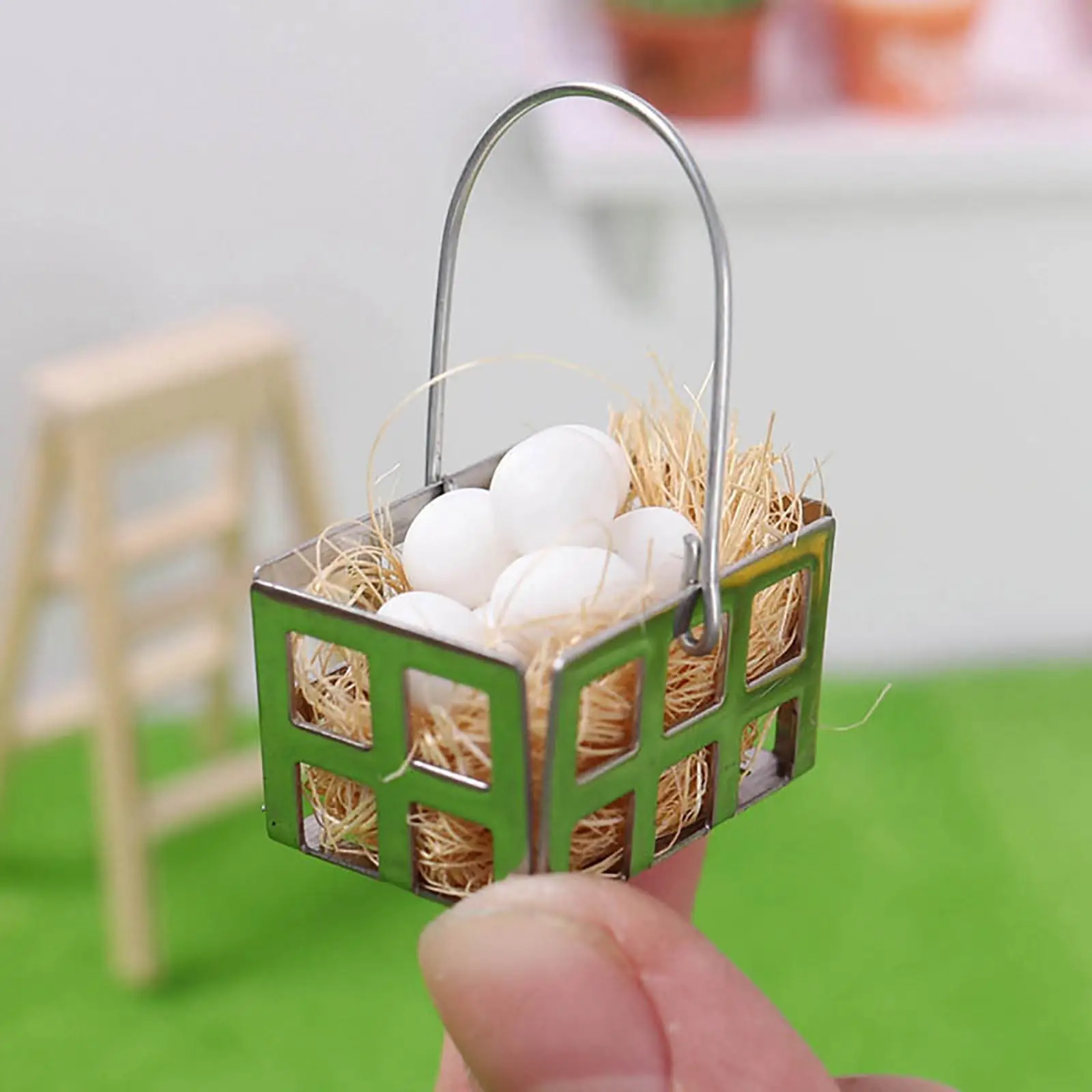 Miniature Dollhouse Egg Basket Pretend Play Kitchen Food for Decorations