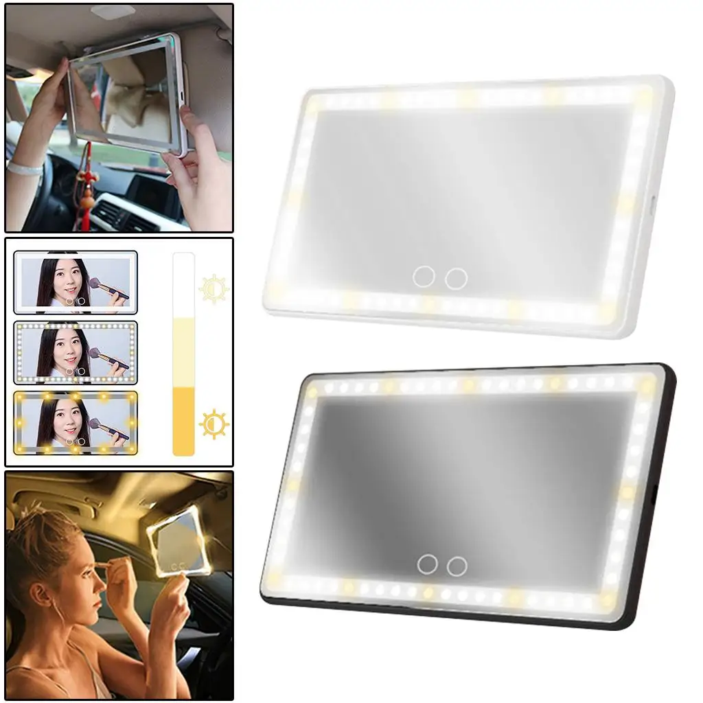 Car Visor Vanity Mirror with LED Lights 60 Adjustable LED Travel Sun-Shading