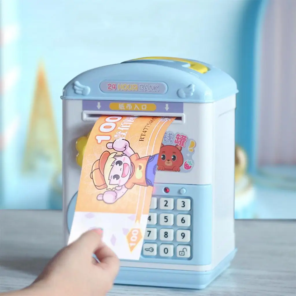 Electronic ATM Piggy Bank Fingerprint Password Code Lock House Plays Toys Coin Cash Bank Machine Money Saving Box Money Saver