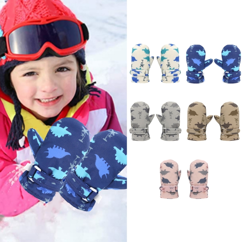 Rutschfeste und winddichte Kinder-Skihandschuhe, Cartoon-Dinosaurier-Fäustlinge, schnell trocknende Winter-Outdoor-Handschuhe – Detail 13