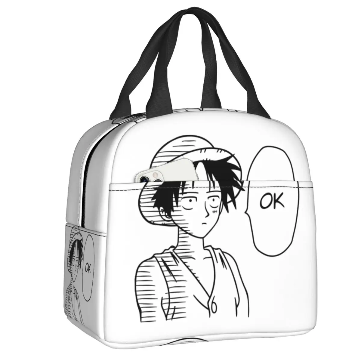 Custom Anime One Pieces Luffy Lunch Bag Warm Cooler Insulated Lunch Box for Women Kids Work School Food Picnic Tote Bags