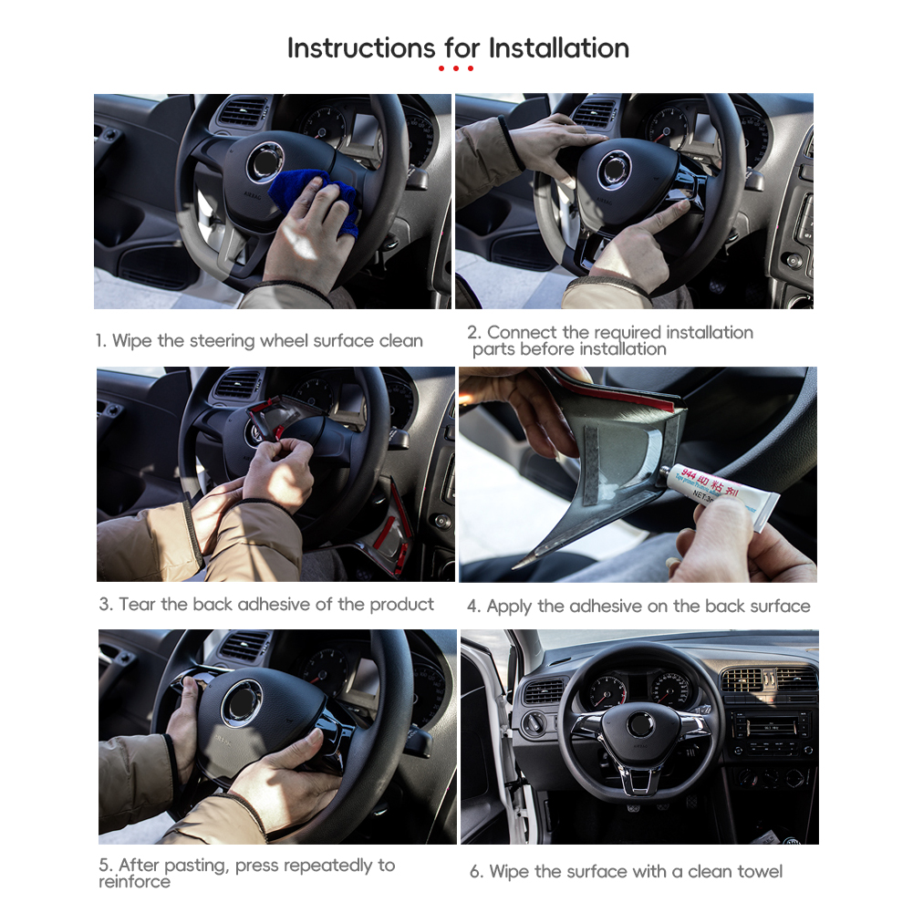 Auto Innen Lenkrad Abdeckung Trim Aufkleber Zubehör für Volkswagen VW Golf 7 GTI MK7 POLO 2014 2015 Jetta MK6 2015 2016 – Detail 4