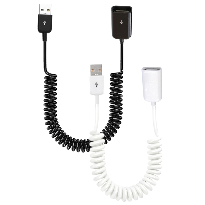 USB 2.0-Stecker auf Buchse, spiralförmiges Adapterkabel, 1 m, Feder-Teleskop-Verlängerungskabel zum Aufladen – Detail 2