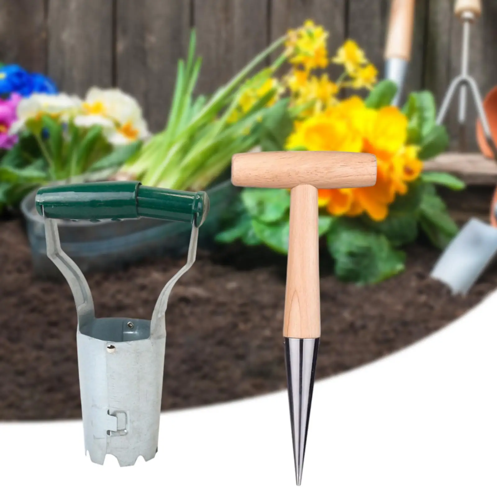 2Pcs Garden Bulb Planting Tool, Garden Flower Bulb Planting Sowing Plant Transplanting Seedling Remover Hand Digger Bulb Tool