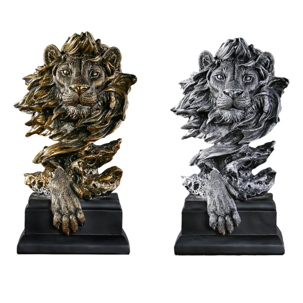 Lion Statue with Base Craft Animal Collectible Figurine Ornament  Tabletop Shelf Cabinet Arrangement  Bookcase Ornament